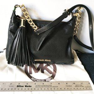 Michael Kors Black Leather Bedford Tassel Crossbody